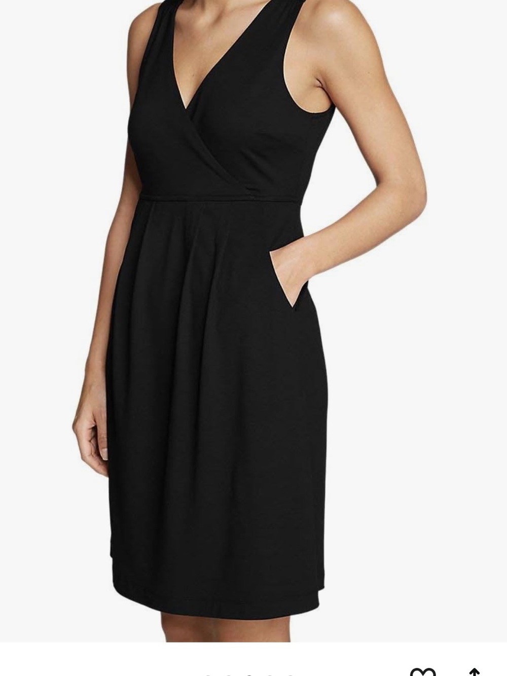 Eddie Bauer Sleeveless Black V-Neck Midi Travex Dress with Pockets
